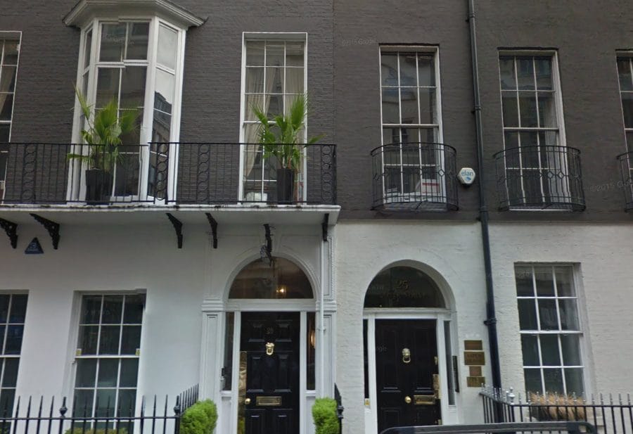 The entrance to the Dover Street office property in Mayfair