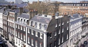 Aerial view of the Davies Street office space property in Mayfair