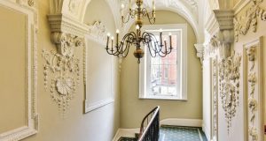 A chandelier within the prestigious Davies Street office property in Mayfair