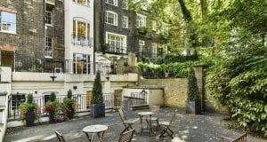 The garden terrace at the Davies Street luxury office property in Mayfair