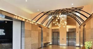 The lift lobby of the luxurious flexible offices on Cheapside