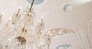 A chandelier at the luxury office space St James’s Square building