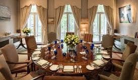 A table set out for fine dining at the private members business club and managed offices in Mayfair