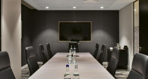 A boardroom that be hired at the luxury office suites on Bishopsgate