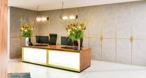 The reception desk at the serviced office space in Soho