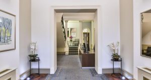 The entrance to the offices for rent on Cavendish Square in Marylebone