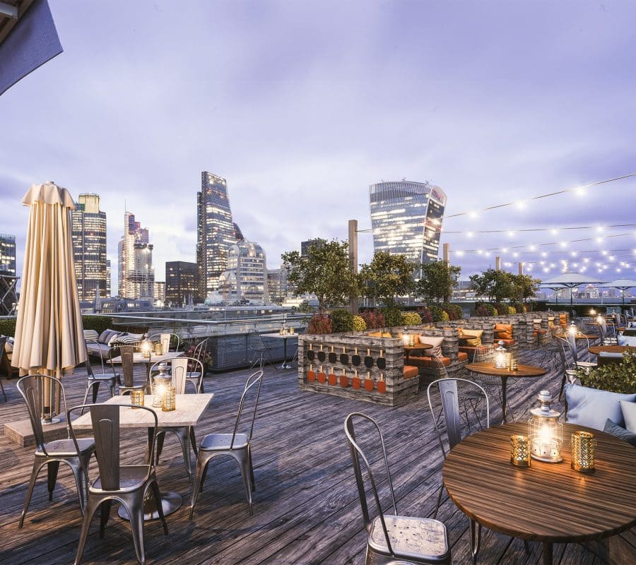 View from the roof terrace of office space on Bush Lane