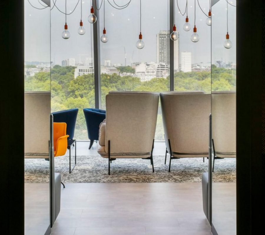 A seating area at the flexible office space near Victoria station