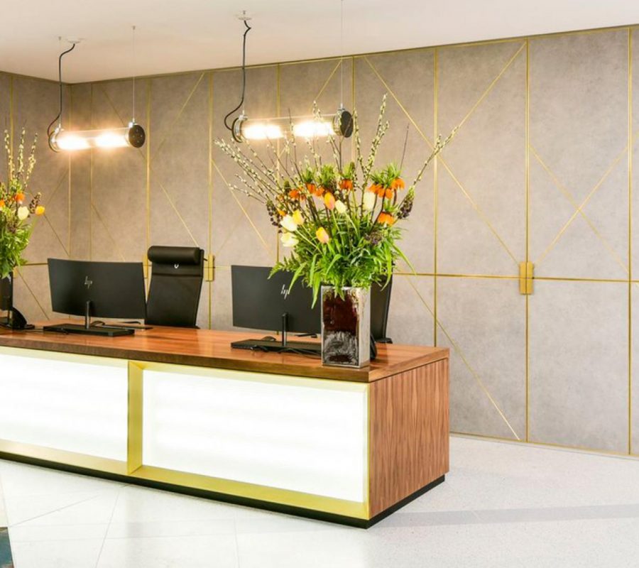 The reception desk at the high-end serviced office space in Soho