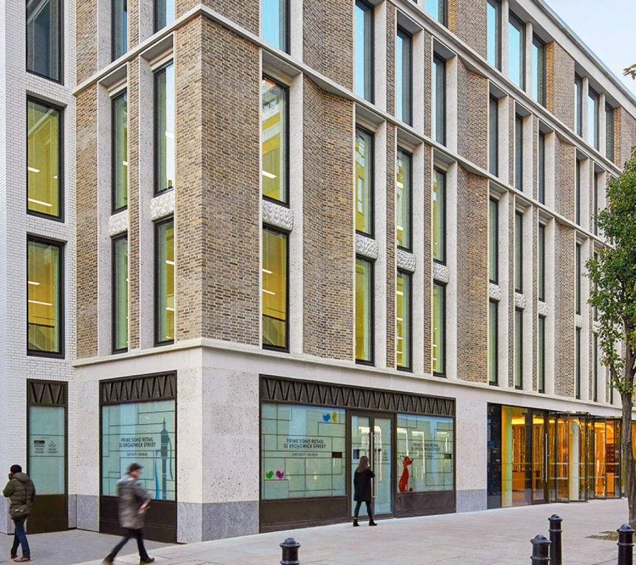 The exterior of the high-end serviced office space in Soho in London