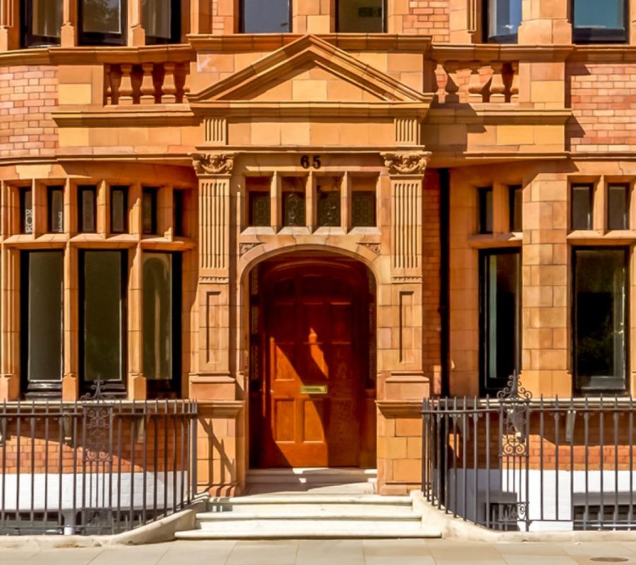 The entrance to the luxury Sloane Street office property