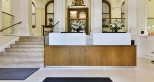 The reception area of the office space for rent in the Southampton Buildings in Holborn