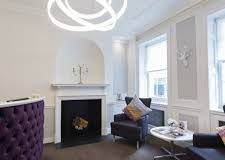 The reception area of the boutique office space in Mayfair