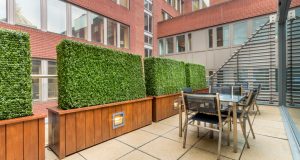 The terrace at the landmark office space in Mayfair