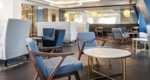 A casual lounge at the luxury flexible offices in Mayfair