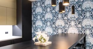 A shot of the fine wallpaper at the luxury flexible offices in Mayfair