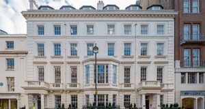 The imposing front elevation of the private managed offices in Mayfair