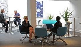 A seating area at the coworking space in Mayfair