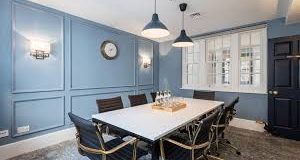 One of the meeting rooms availble to hire on an ad hoc basis at the high quality flexible office space in Mayfair