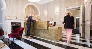The reception area of the high quality flexible office space in Mayfair