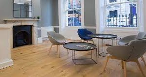 A seating area at the office space on Henrietta Street in Covent Garden