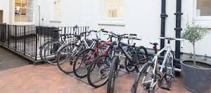 A bicycle storage area at the office space on Henrietta Street in Covent Garden