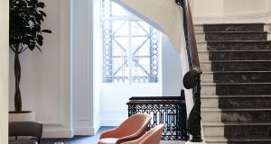 The staircase from the entrance lobby at Scott House in Waterloo Station