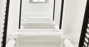 A view looking up the staircase at the Scott House office property at Waterloo Station