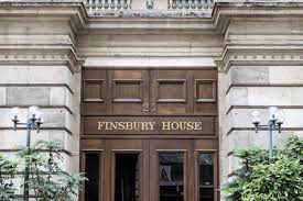 The front door of the office space near Finsbury Circus