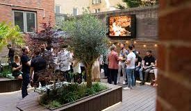 The terrace at the luxury office space in Farringdon property