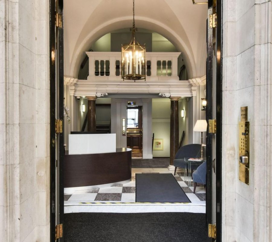 The ornate entrance through to the premium office space in Covent Garden