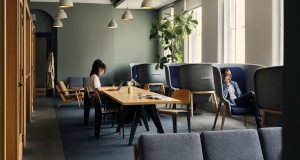 A coworking lounge at Paddington Station