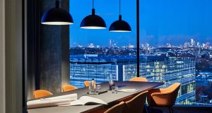 The penthouse bar at above the premium office space in Hammersmith