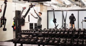 The fully-equipped gym at one Lyric Square in Hammersmith