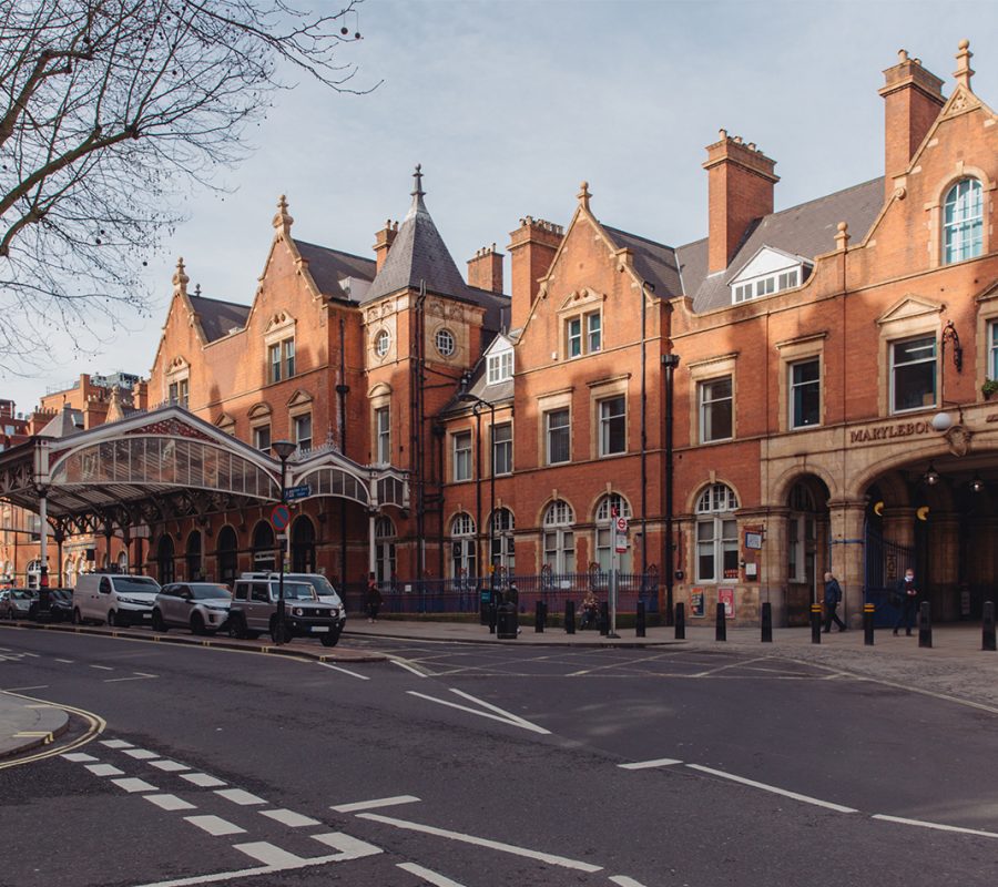 Wide shot of Marylebone Station in London