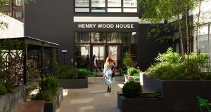 The entrance to Henry Wood House serviced office property near Oxford Circus