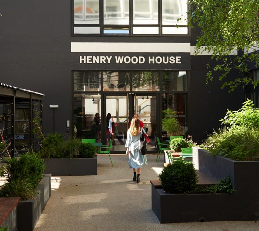 The entrance to Henry Wood House serviced office property near Oxford Circus