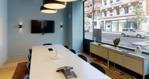 An AV-enabled meeting room for hire at The Smiths Building in Marylebone
