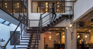 The tall lobby space at Albert House on Old Street