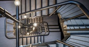 Looking down the stairwell at Albert House on Old Street