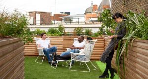 The terrace at the Creative Office Space building on Old Street