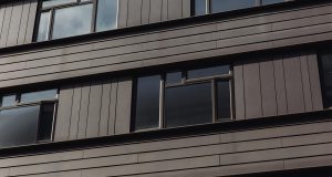 The eco-friendly cladding at the eco-friendly office building on Kirby Street in Farringdon