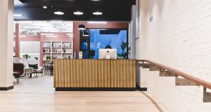 The welcome desk at the Kirby Street office building in Farringdon