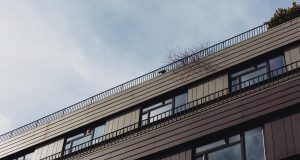 Looking up at the eco-friendly office space on Kirby Street in Farringdon in Midtown London