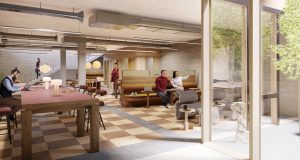 Co-working desk spaces at the ground-breaking Black and White Building in Shoreditch
