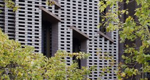 The striking façade on the luxe office space on Pentonville Road near Kings Cross station