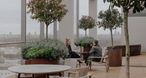 View of London from the terrace at the superbly accessible office space in Paddington