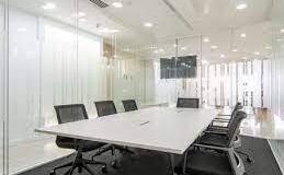A meeting room for hire at the One Canada Square skyscraper office space building in Canary Wharf
