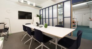 A meeting room for hire at the stylish office space on Whitechapel High Street
