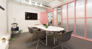 A tech-enabled meeting room at 133 Whitechapel High Street
